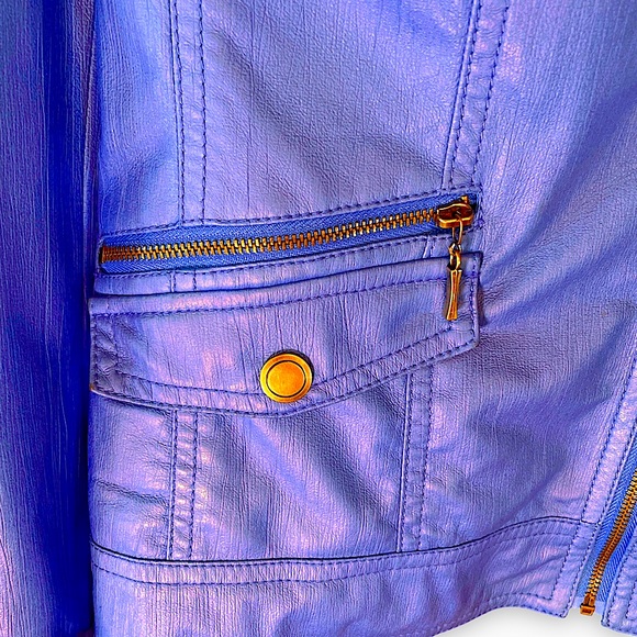 Periwinkle Faux Leather Biker Jacket - Picture 2 of 8